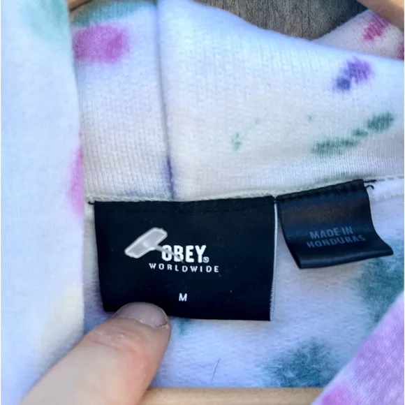 🎉HP🎉*Obey | Chaos & Dissent Tied Dye Hoodie in White Size M - Picture 2 of 10